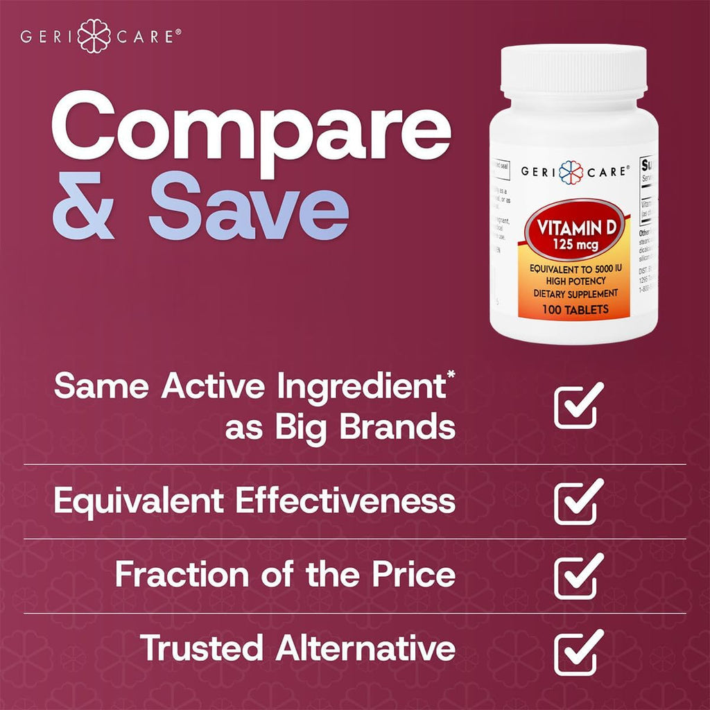 GeriCare Vitamina D3 125 mcg (5.000 UI) - 100 Comprimidos