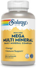 SOLARAY Mega Multi Mineral, Sin Hierro - Complejo Mineral Diario con Calcio, Magnesio, Zinc, Selenio, Boro y Minerales Traza