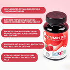 LIVS Vitamina B12 Gummies - 1500 mcg de Metilcobalamina Vegana - Suplemento para Energía, Metabolismo y Nervios - 60 Gominolas Sabor Frambuesa