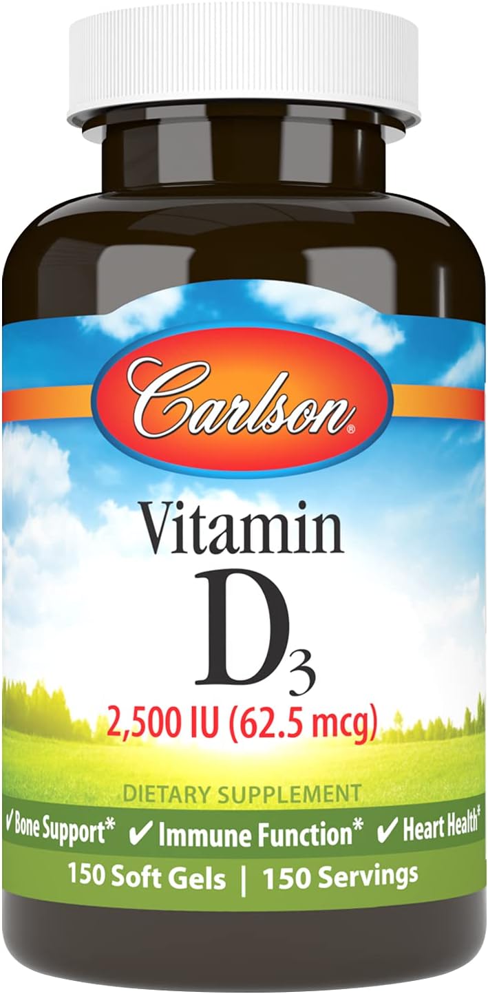 Carlson - Vitamina D3 2500 UI (62.5 mcg), 150 Cápsulas Blandas