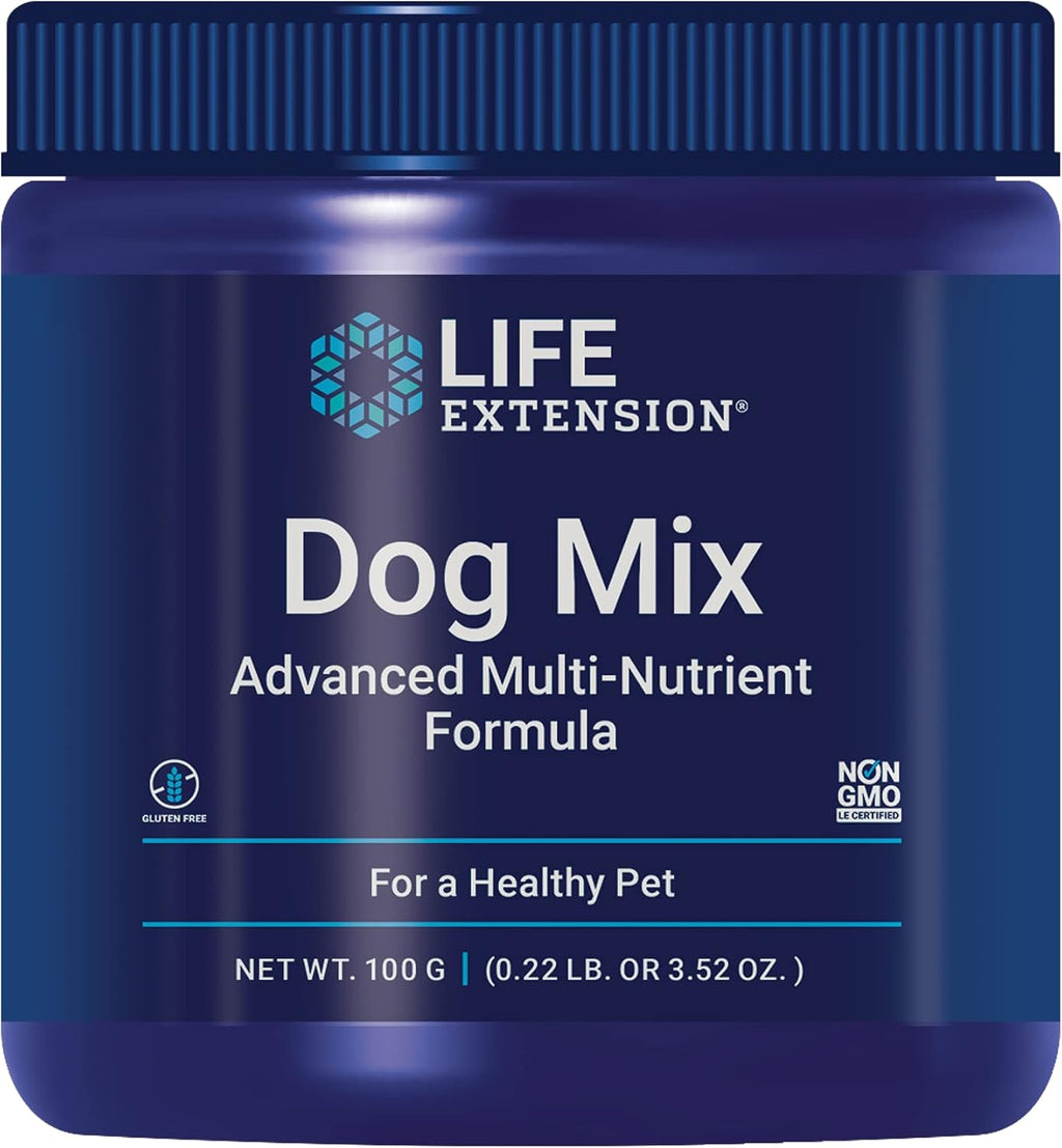 Life Extension Dog Mix - Multivitamínico y Suplemento para Perros con Probióticos, L-Carnitina y Vitaminas, Sin OGM, 60 Dosis
