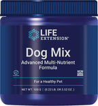 Life Extension Dog Mix - Multivitamínico y Suplemento para Perros con Probióticos, L-Carnitina y Vitaminas, Sin OGM, 60 Dosis
