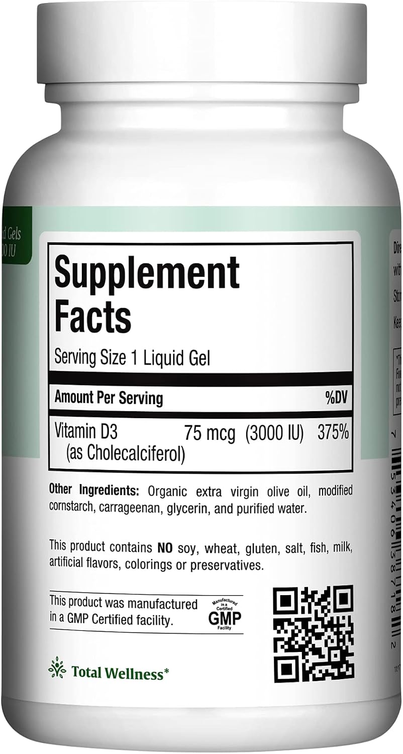 Maxi Health Vitamina D3 3000 IU 75 mcg 180 Cápsulas Blandas