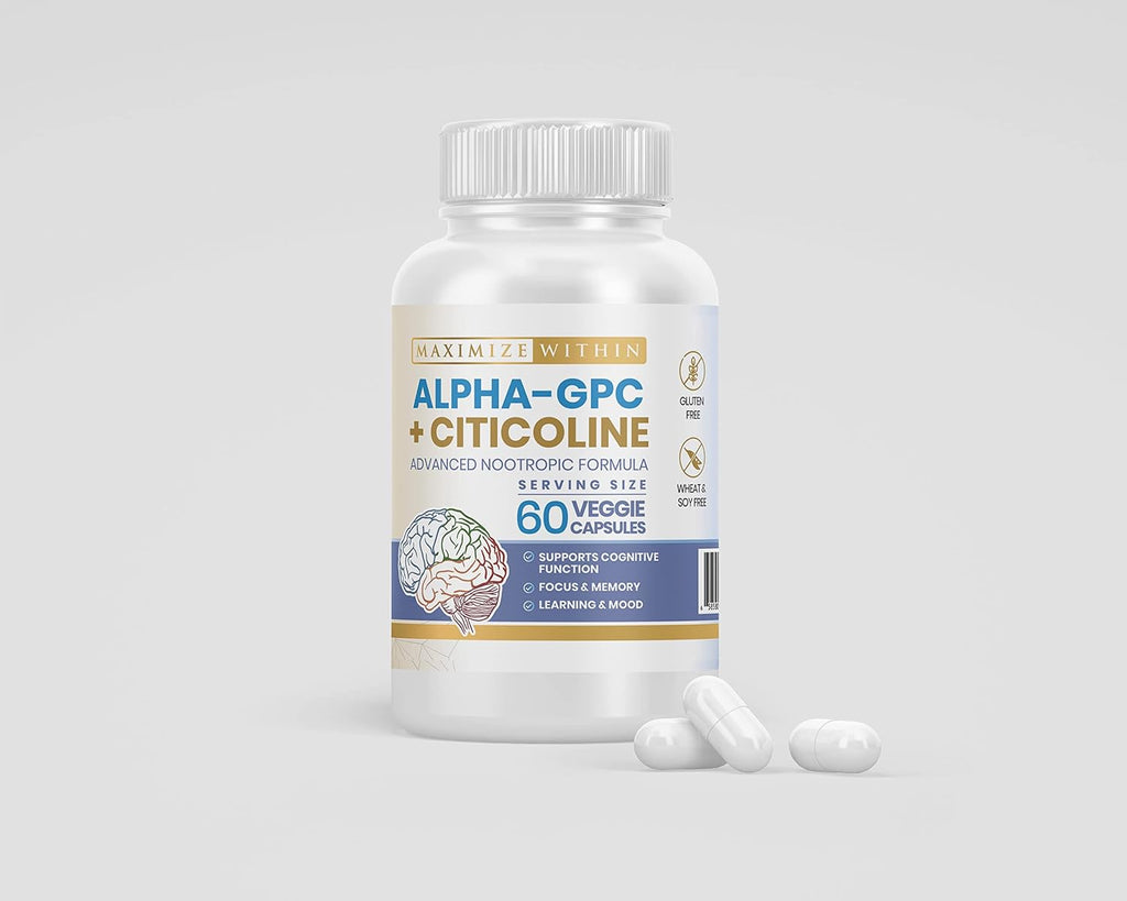 Alpha GPC + Citicolina 60 Cápsulas, 1600mg Fórmula Concentrada
