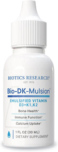BIOTICS RESEARCH Bio-DK-Mulsion – Vitamina D3 y K Líquida Emulsificada, 1 fl oz