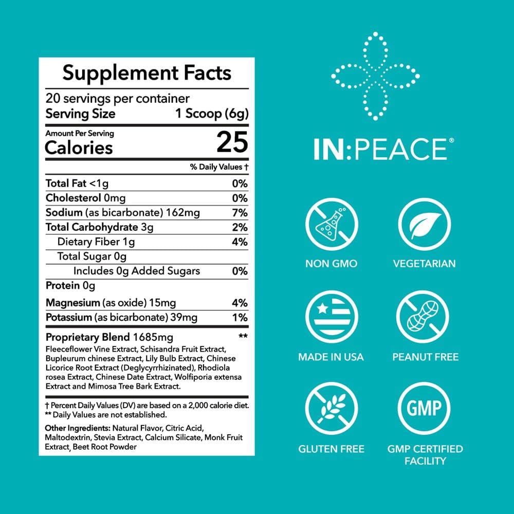IN:Peace Fórmula Calmante Herbal - 20 Dosis, Sabor Wild Berry - Mezcla de 9 Hierbas Adaptógenas