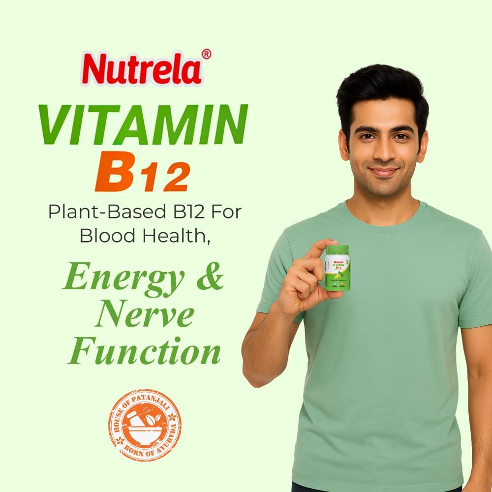 Nutrela Patanjali Vitamina B12 Biofermentada de Origen Vegetal con Moringa y Aloe Vera - 30 Cápsulas Vegetales (Pack de 2)