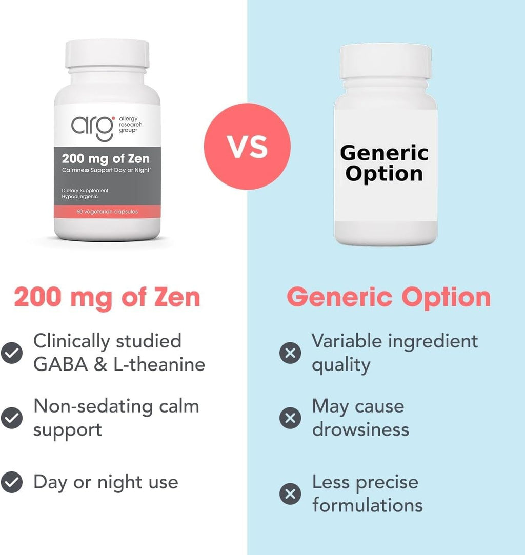 Allergy Research Group 200 mg of Zen - 60 Cápsulas - L-Teanina y GABA