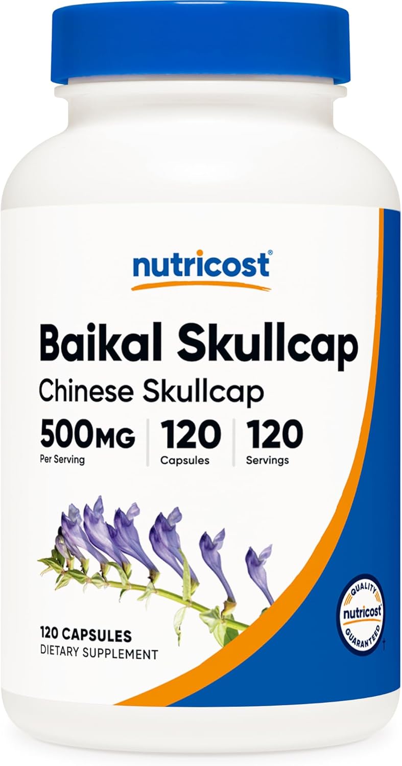 Nutricost Escutelaria Baicalensis 500mg, 120 Cápsulas Vegetales - No Transgénico, Sin Gluten