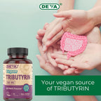 DEVA Tributirina Vegana 500 mg - Precursor de Butirato, 90 Cápsulas (Pack de 2)