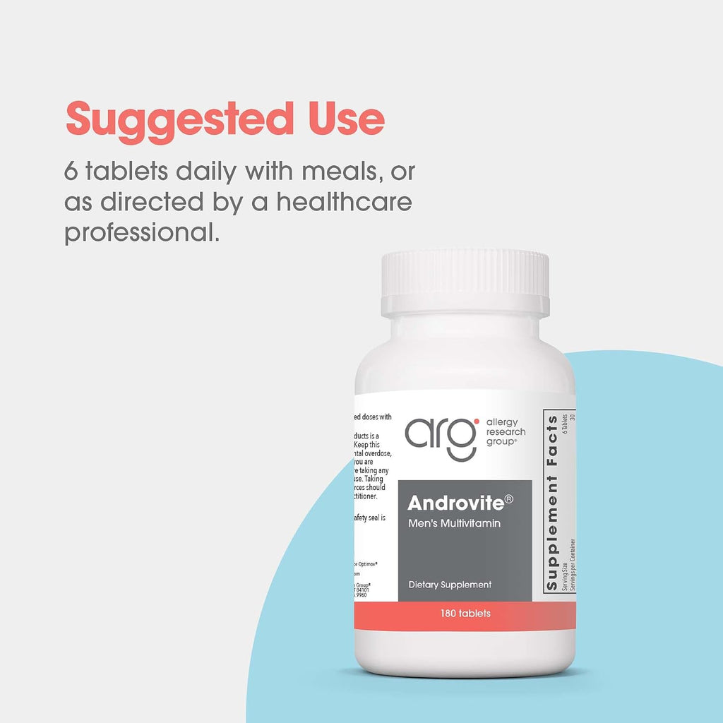 Optimox Androvite para Hombres - Suplemento de Magnesio 500mg, Multimineral y Multivitamínico con Vitamina C, Vitamina D3, Sin Calcio - 180 Comprimidos