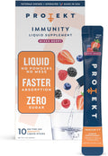 PROTEKT Suplemento Líquido de Apoyo Inmunológico - Mezcla Líquida, Sin Azúcar, con Vitamina C y Zinc, Sabor Mixed Berry, 10 sobres
