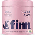 Finn Masticables de Aceite de Salmón para Perros – Piel y Pelaje – Omega-3 EPA y DHA – 90 unidades – Biotina, Zinc y Vitaminas B – Salmón Salvaje de Alaska – Certificado NASC – Formulado por Veterinarios