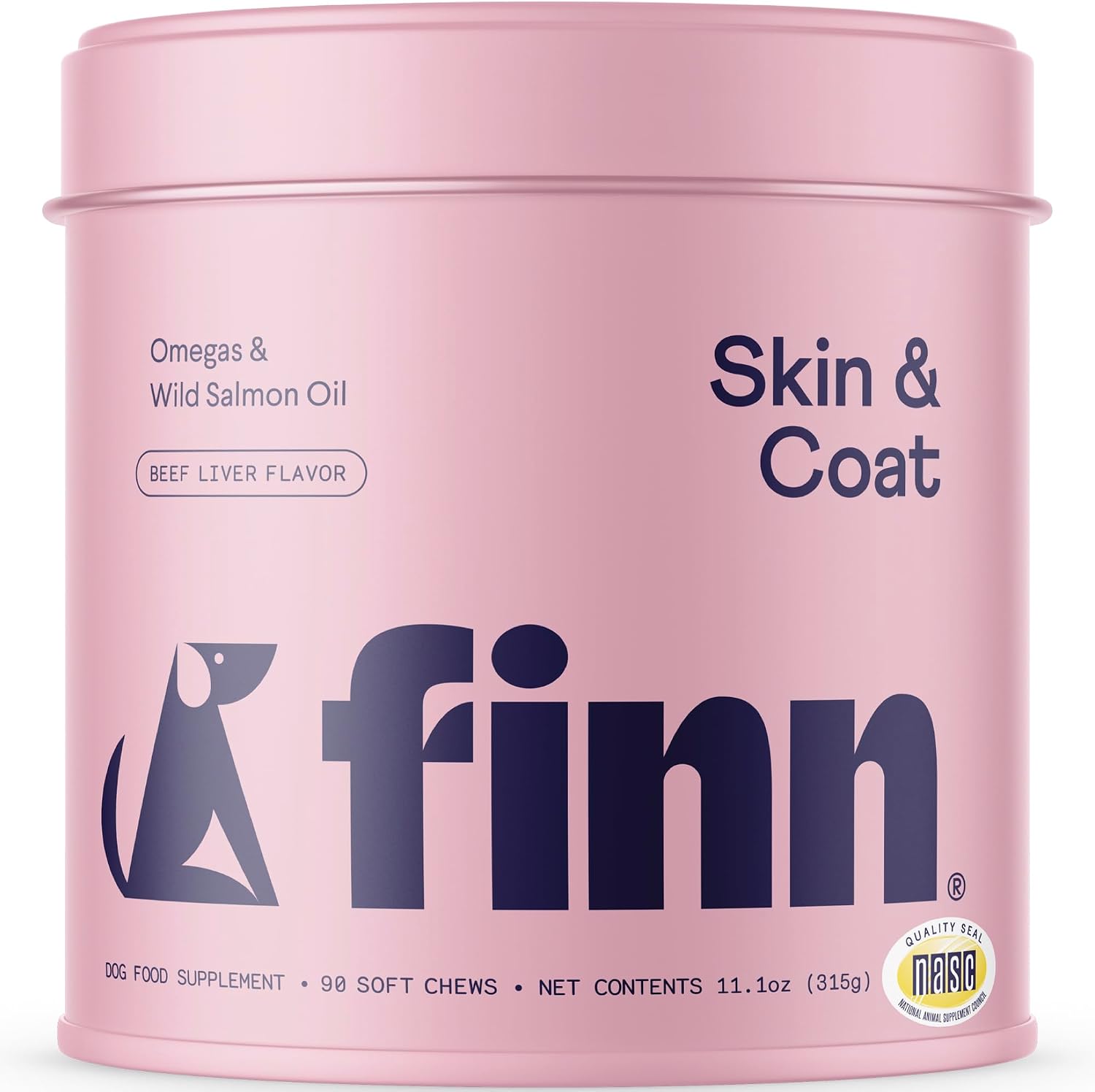 Finn Masticables de Aceite de Salmón para Perros – Piel y Pelaje – Omega-3 EPA y DHA – 90 unidades – Biotina, Zinc y Vitaminas B – Salmón Salvaje de Alaska – Certificado NASC – Formulado por Veterinarios