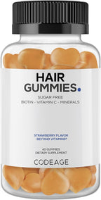 Codeage Hair Gummies - Biotina 5000 mcg - Gominolas sin Azúcar con Vitaminas y Minerales - 60 uds