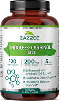 Zazzee Indol-3-Carbinol (I3C) – 200 mg por cápsula, 120 cápsulas veganas con BioPerine