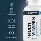 Transparent Labs Multivitamínico Diario para Mujeres – A Base de Alimentos Integrales, Vegano, Orgánico, con Vitaminas, Luteína, Biotina, Folato y Magnesio – 120 Cápsulas