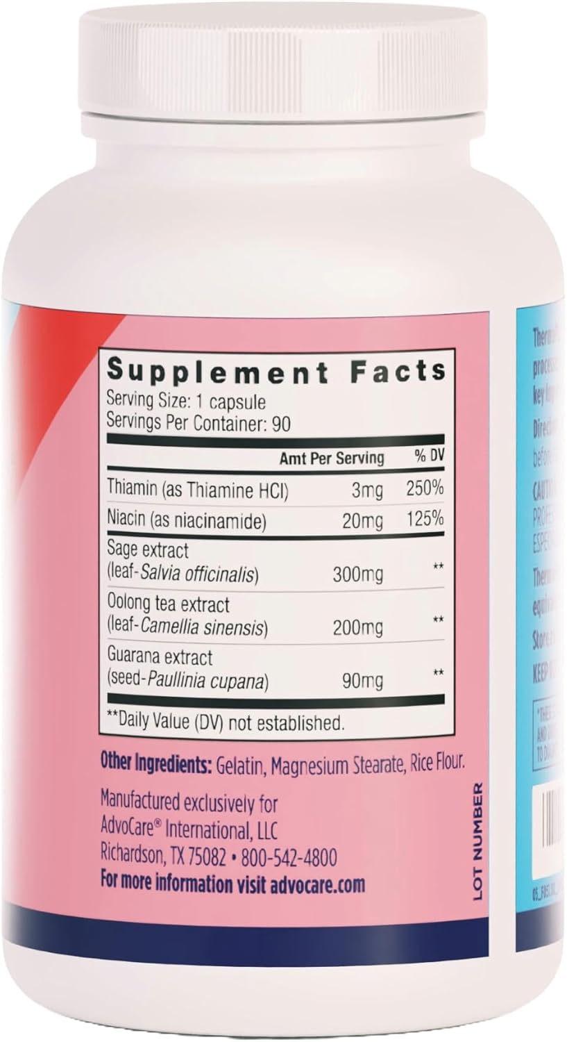 AdvoCare ThermoPlus Complemento Termogénico con Tiamina, Salvia y Té Oolong - 90 Cápsulas