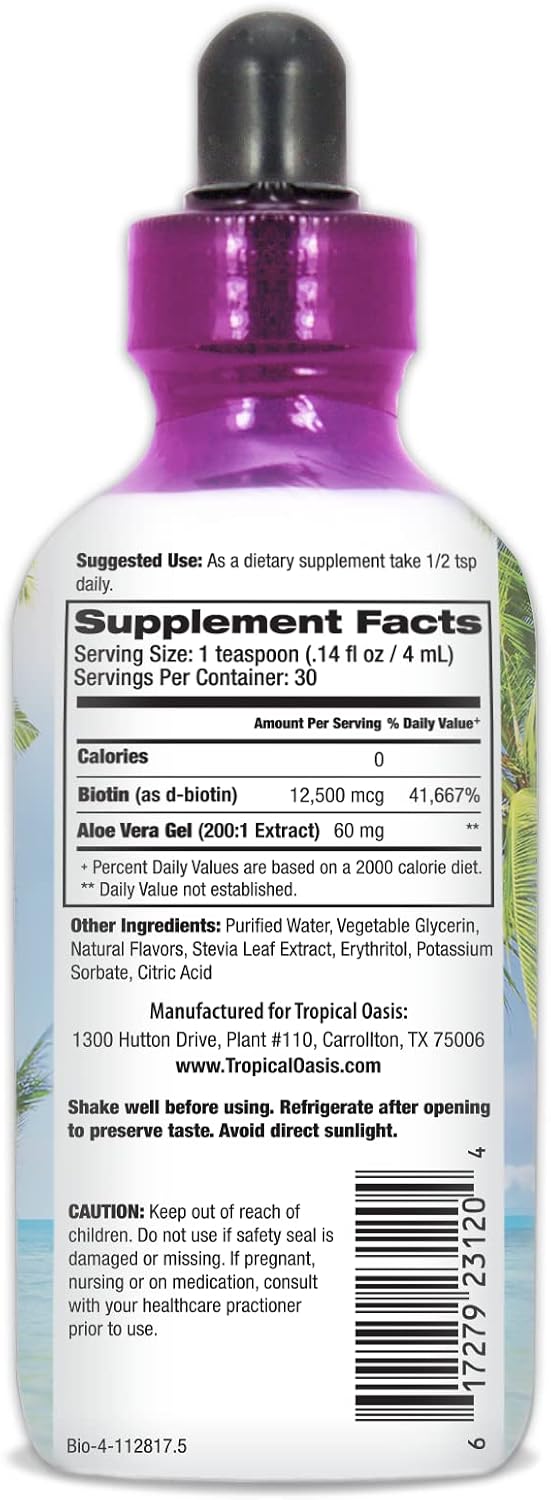 Tropical Oasis Biotina Líquida 12.500 mcg - Gotas de Alta Concentración