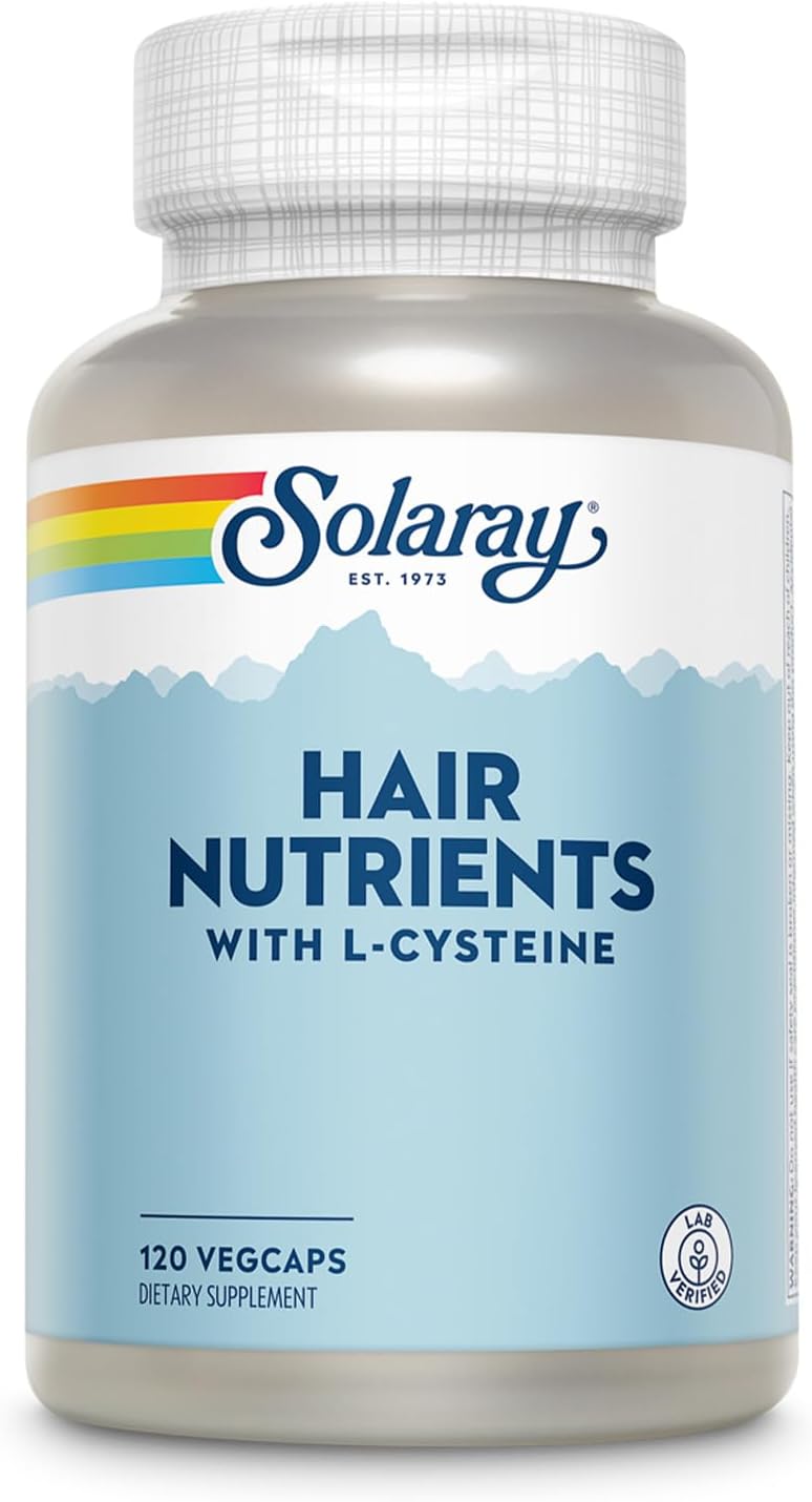 Solaray Hair Nutrients - Suplemento para el Cabello con Biotina, L-Cisteína, Vitamina A, Hierro y Zinc - 120 Cápsulas Veganas