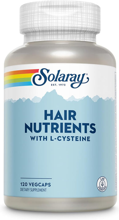 Solaray Hair Nutrients - Suplemento para el Cabello con Biotina, L-Cisteína, Vitamina A, Hierro y Zinc - 120 Cápsulas Veganas – Image 1
