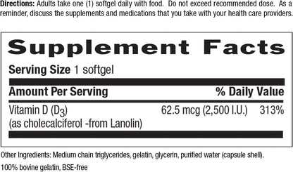 Country Life Vitamina D3 2500 IU – 200 – Contribuye al funcionamiento normal del sistema inmunitario. – Image 3