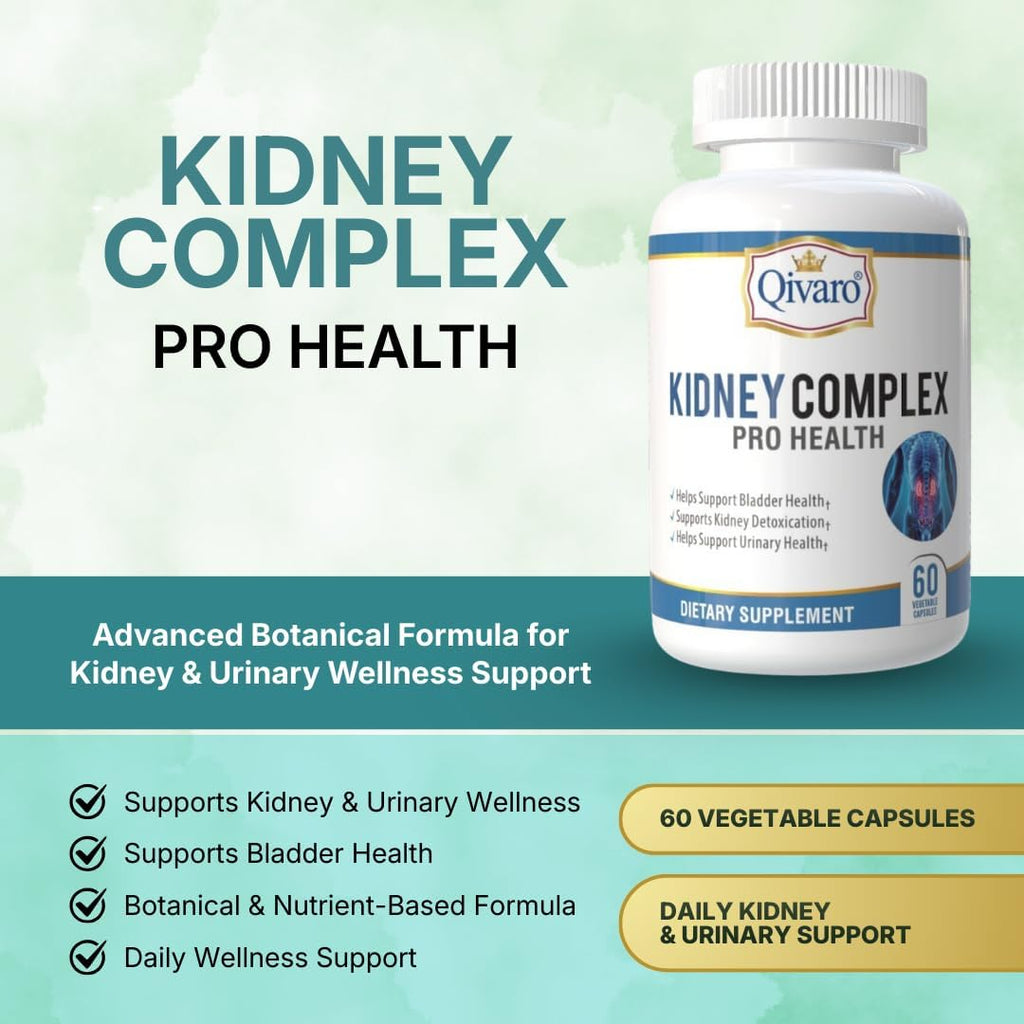 Qivaro Kidney Complex Pro-Health - Suplemento de Apoyo Renal con Arándano Rojo, 60 Cápsulas Vegetales