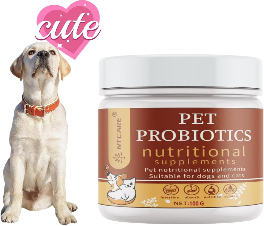 NTCARE Probióticos en Polvo para Perros y Gatos - Fórmula Veterinaria con Enzimas Digestivas y Prebióticos, 100g