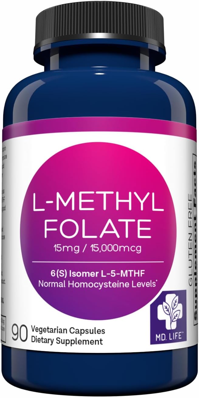 MD Life L-Metilfolato 15 mg - Complemento Alimenticio con Metilfolato Activo - 90 Cápsulas