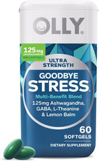 OLLY Ultra Strength Goodbye Stress Softgels - Complemento para el Estrés con GABA, Ashwagandha y L-Teanina, 60 Cápsulas