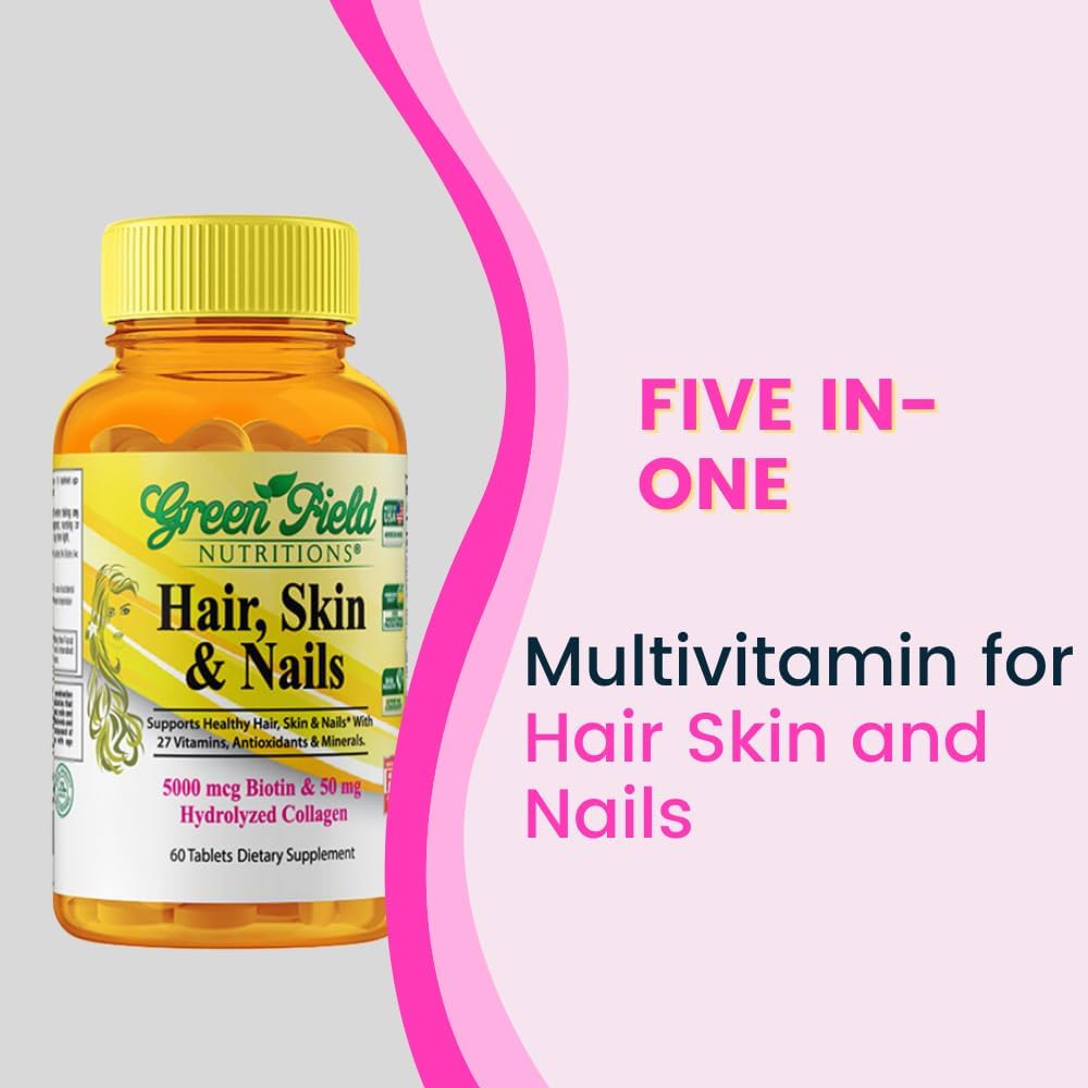 Greenfield Nutritions Biotina Halal 5000mcg con Colágeno - 60 Comprimidos
