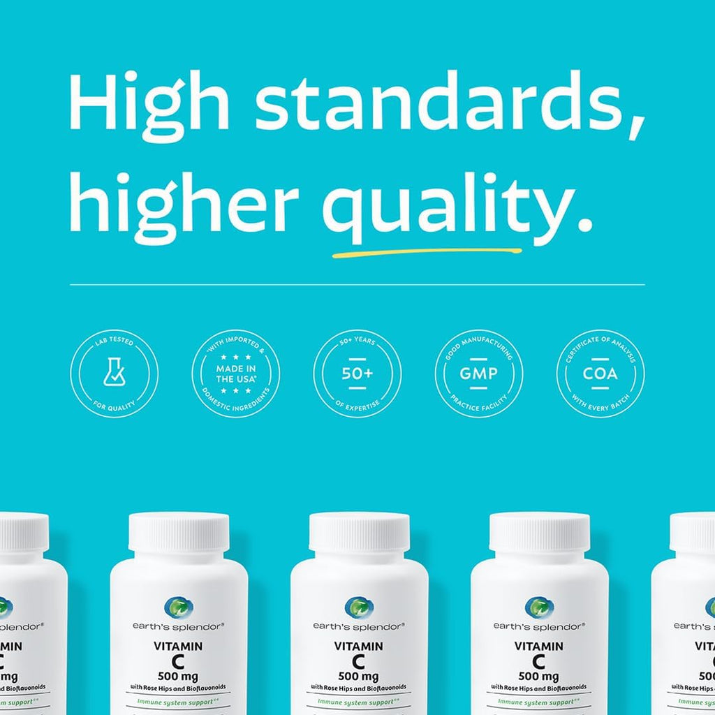 Earth's Splendor Vitamina C 500 mg con Escaramujo, 100 Comprimidos