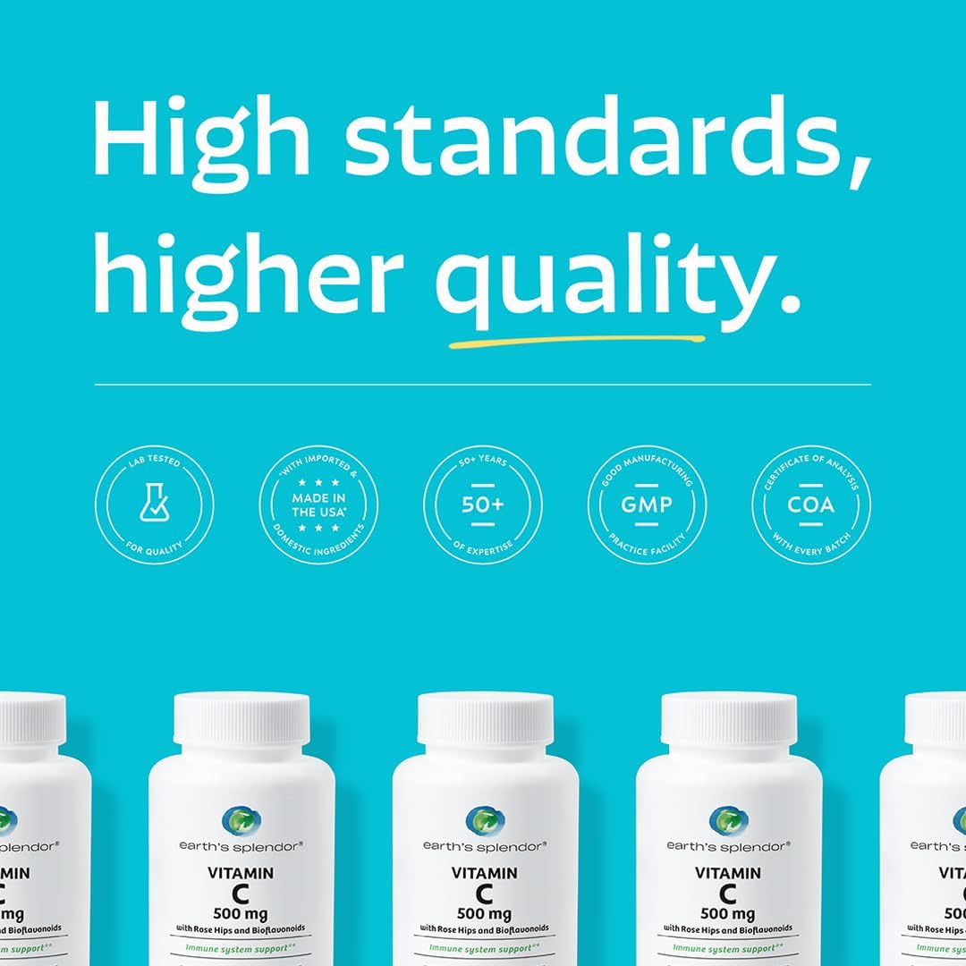 Earth's Splendor Vitamina C 500 mg con Escaramujo, 100 Comprimidos