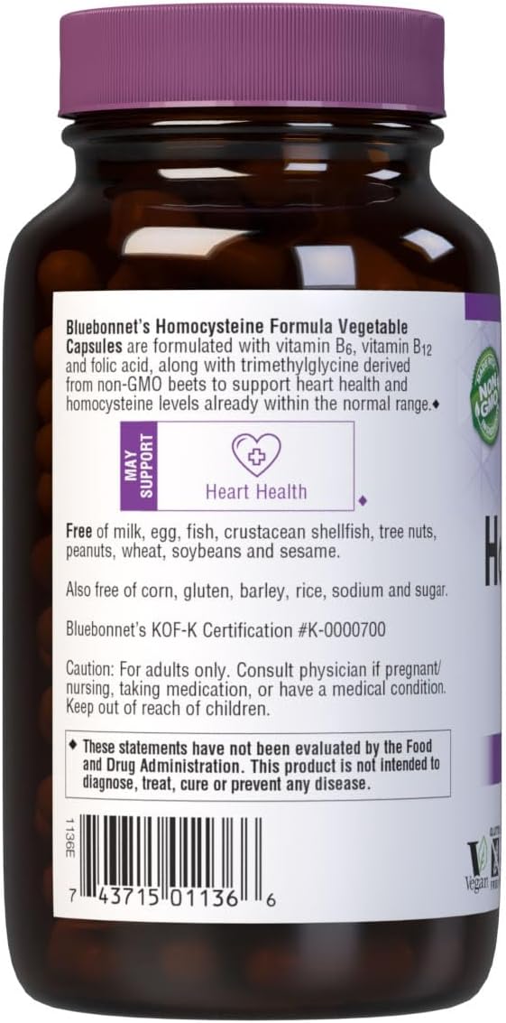 Bluebonnet Homocysteine Formula, 120 Vegetable Capsules