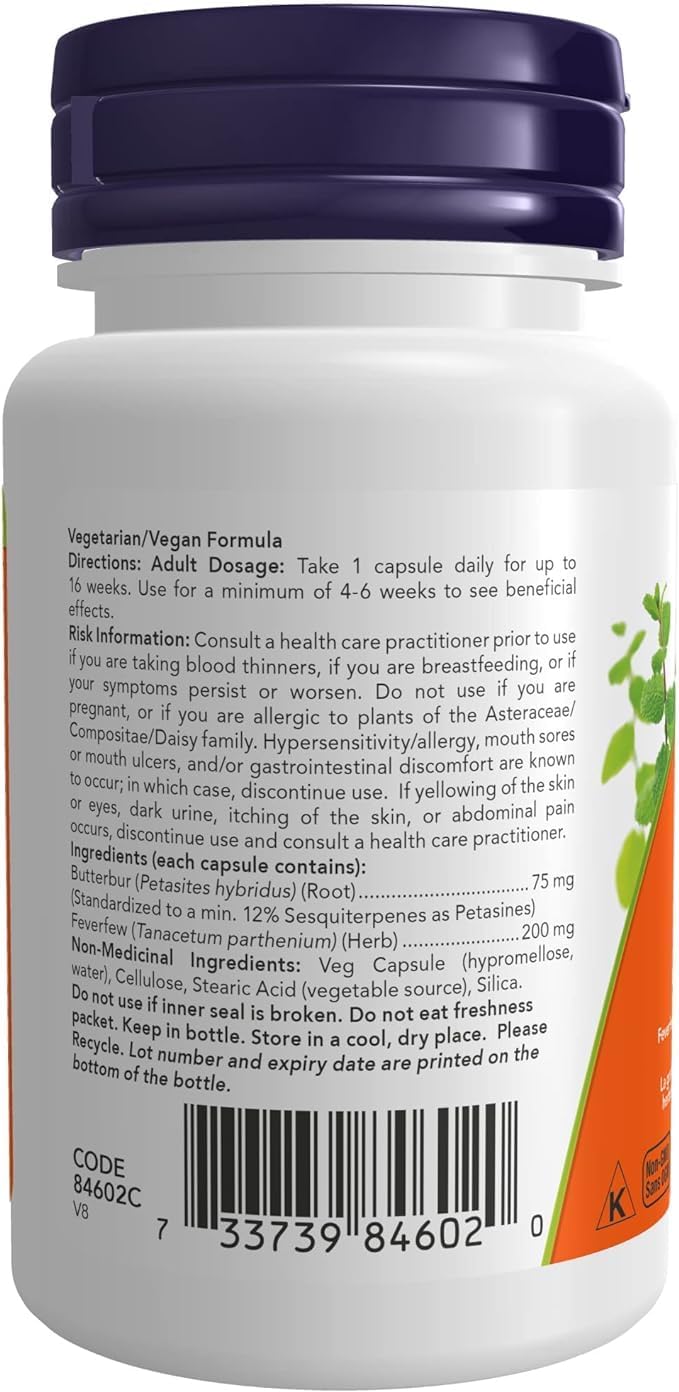 Now Foods Extracto de Petasita 75 mg, 60 Cápsulas Veganas