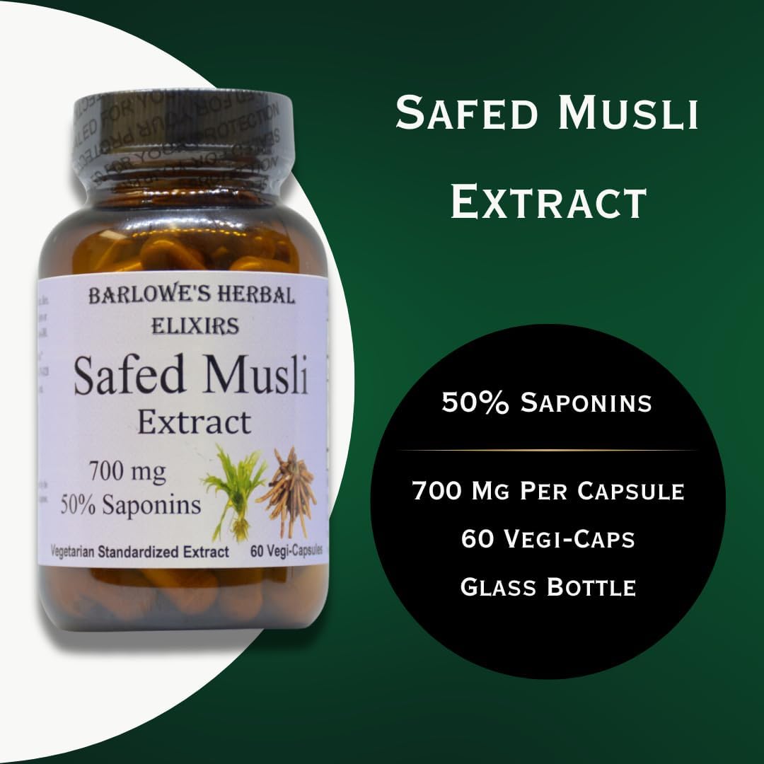 Barlowe's Herbal Elixirs Safed Musli - 60 Cápsulas Veganas - 700 mg por Cápsula