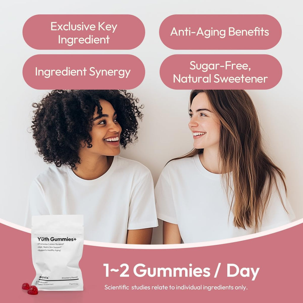 BIGVITA Yuth Gummies + – Gominolas de Espermidina con Vitamina C y A
