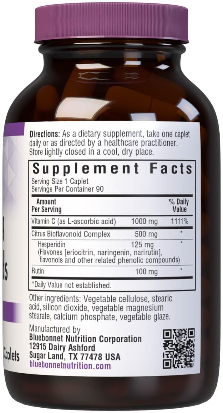 Bluebonnet Vitamina C 1000 mg con Bioflavonoides, 90 Comprimidos