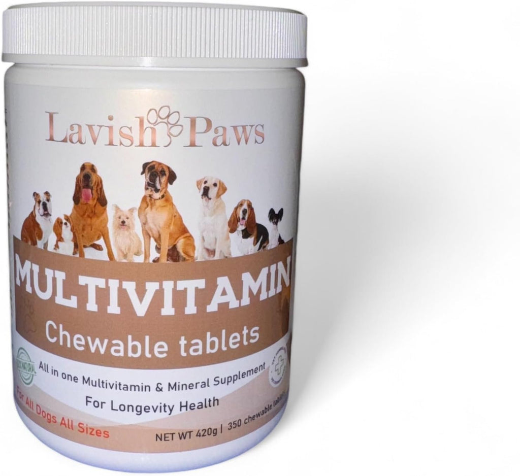 Lavish Paws Multivitamínico Completo para Perros - Natural, Sabor Salmón, 350 Comprimidos