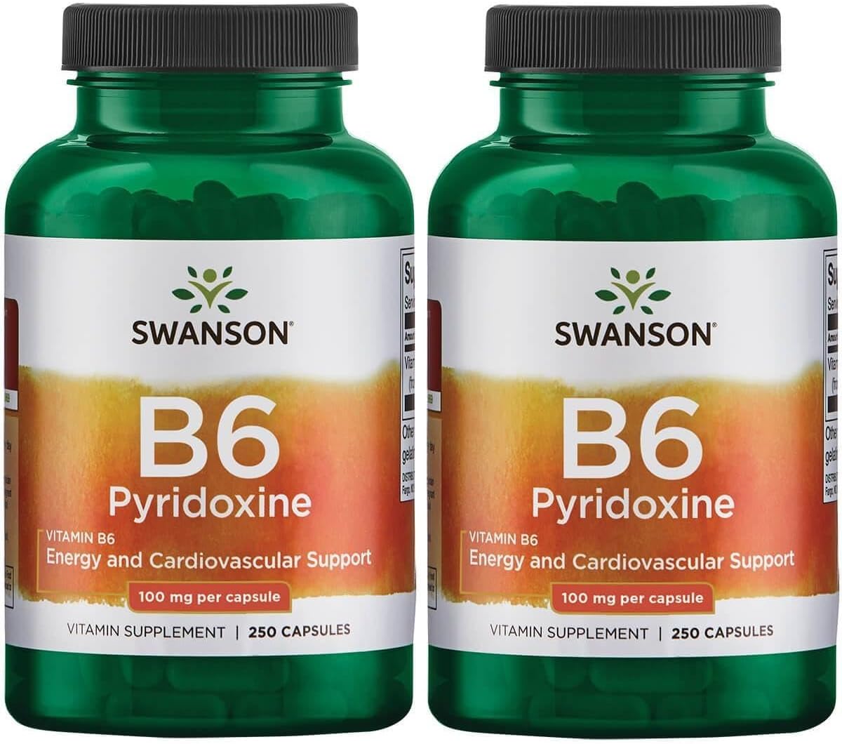 Swanson Vitamina B6 Piridoxina - 100 mg - 250 Cápsulas (Pack de 2)