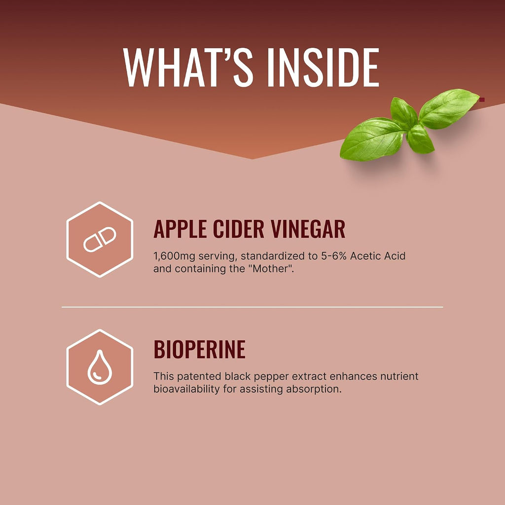 Approved Science Cápsulas de Vinagre de Manzana con 'The Mother' y BioPerine – 1600 mg – Vegano, No-GMO – 60 Cápsulas (Pack de 3)