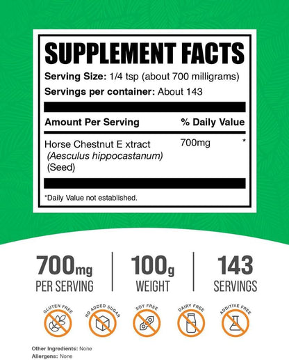 Extracto de Castaño de Indias en Polvo - 100g (3.5 oz) - BulkSupplements – Image 2