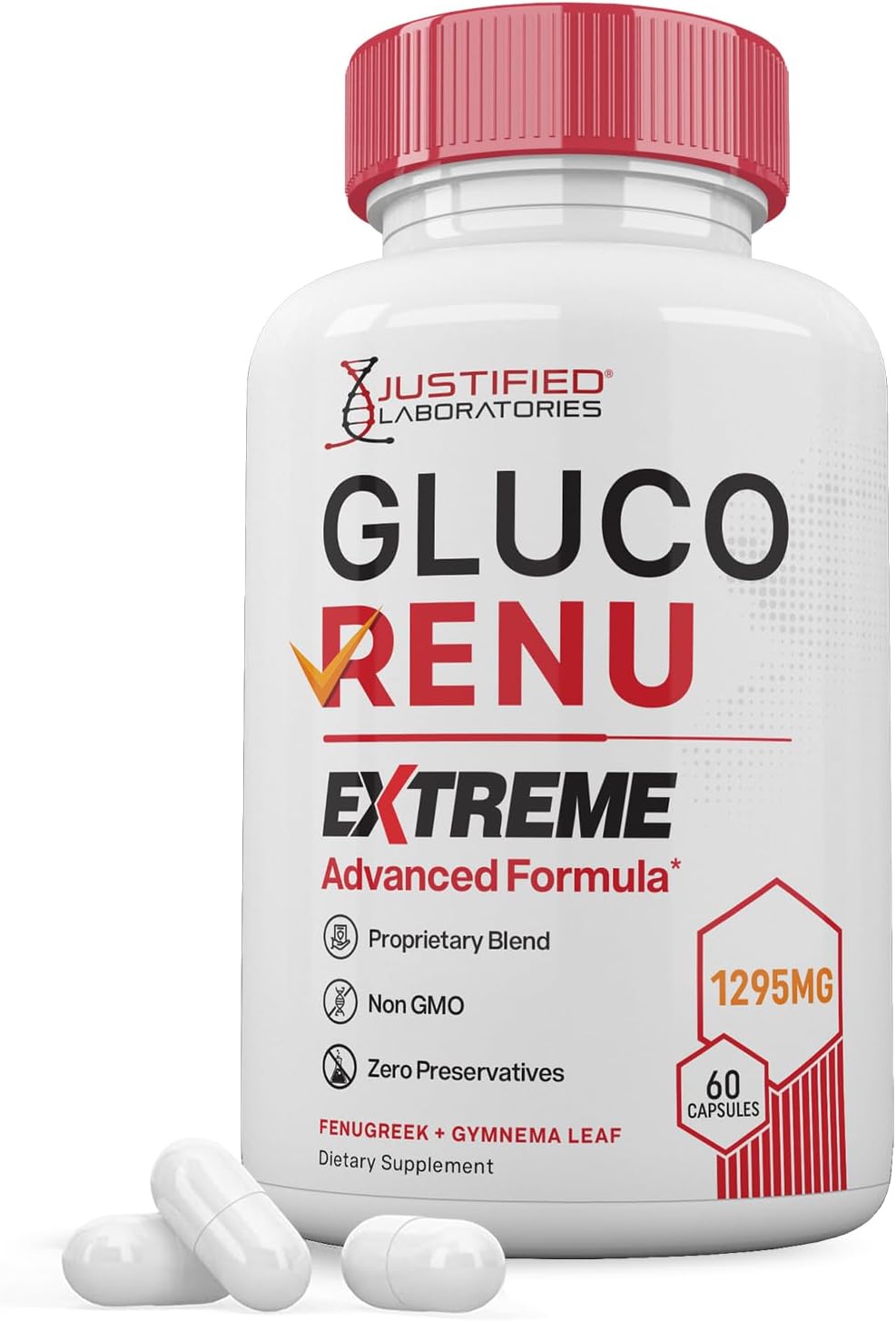 Gluco Renu Extreme 1295mg - Pack de 3 (180 Cápsulas) - Fórmula Avanzada con Cúrcuma, Berberina y Vitaminas