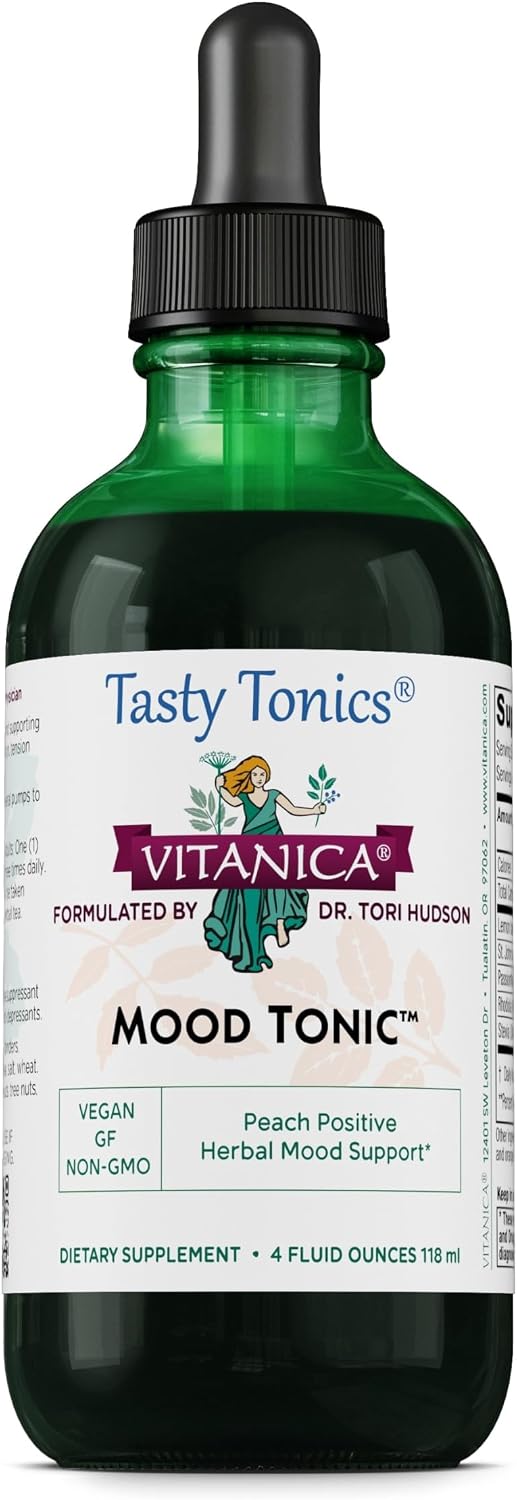Vitanica Mood Tonic, Melocotón Apoyo Positivo del Estado de Ánimo - 118 ml