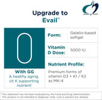 Designs for Health D-Evail Supreme - Vitamina D3 (5000 UI) con K1, K2 MK-4 y GG (60 Cápsulas Blandas)