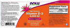 NOW Vitamin D-3 5.000 UI, 120 Cápsulas Blandas