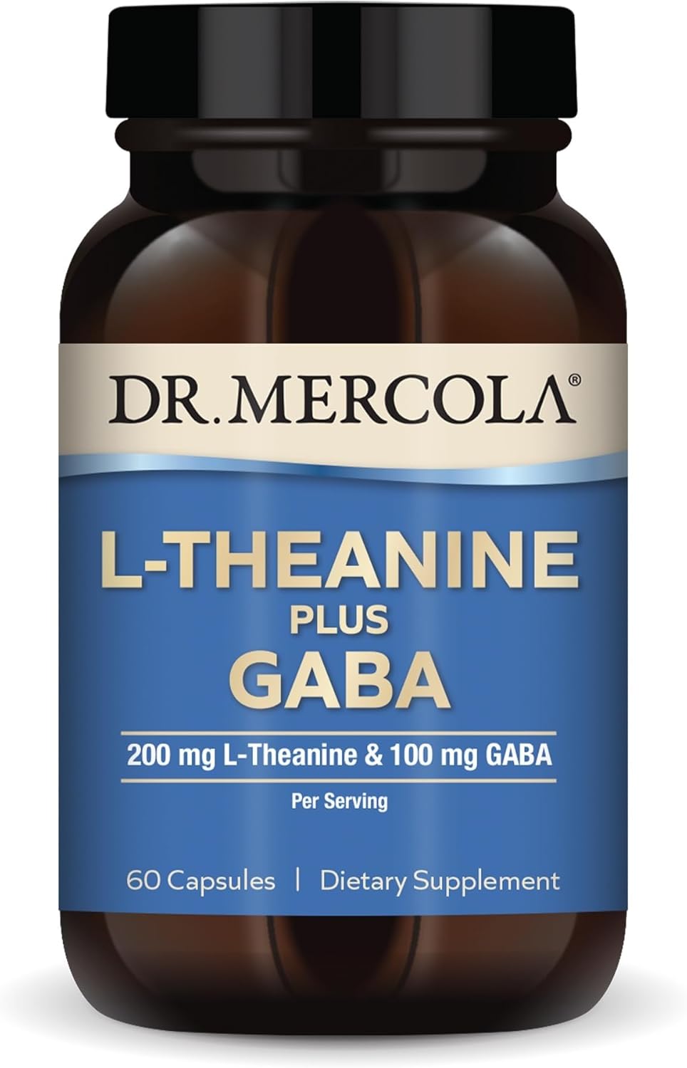Dr. Mercola L-Theanine Plus GABA - 200 mg L-Theanine - 100 mg GABA - 60 Cápsulas
