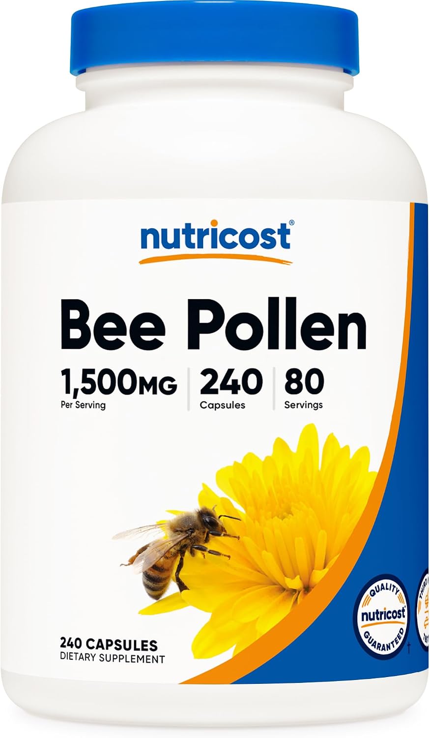 Nutricost Polen de Abeja (240 Cápsulas, 80 Raciones) (1500mg por Ración) - No-GMO, Cumple con GMP