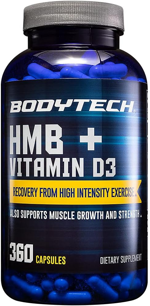 BodyTech HMB + Vitamina D3 - Apoya el Crecimiento y la Fuerza Muscular (360 Cápsulas Vegetales)