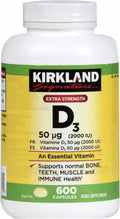 Kirkland Vitamina D3 de Máxima Potencia, 600 Cápsulas Blandas (Paquete de 2)